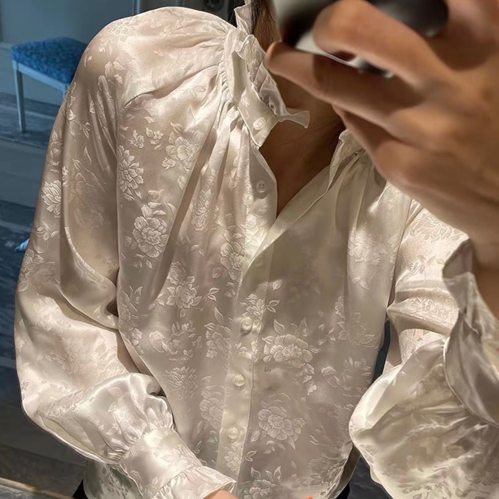 Silk top boutique vintage blouse shirt 100%silk